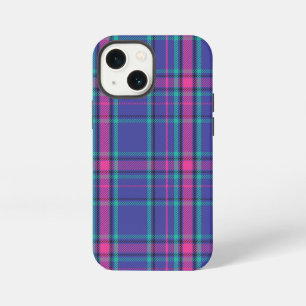 Funky Hot Pink and Purple Plaid Tartan iPhone 13 Mini Case