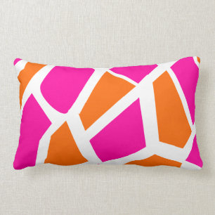 Funky Hot Pink Orange Giraffe Print Girly Pattern Lumbar Cushion