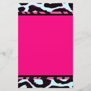 Funky Hot Pink Zebra Cheetah Set Stationery