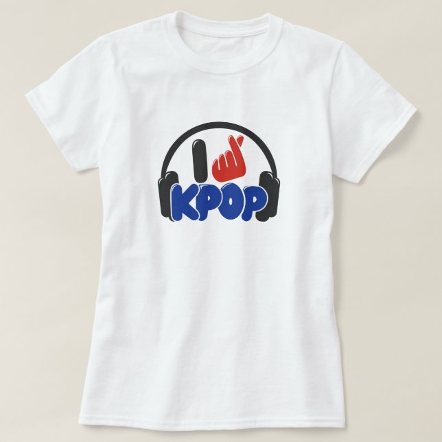 Funky I LOVE KPOP LOGO Basic T-Shirt (Design Front)