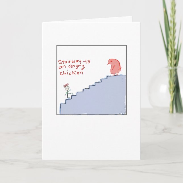 Funky Illustrated Angry Chicken  Card (Front)