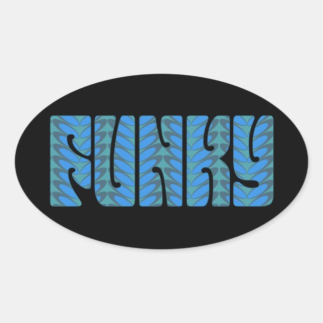 Funky (in blue) oval sticker (Front)