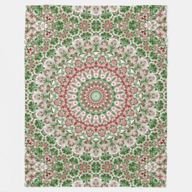 Funky Intricate Eclectic Boho Hippie Xmas Mandala Fleece Blanket (Front)