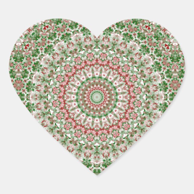 Funky Intricate Eclectic Boho Hippie Xmas Mandala Heart Sticker (Front)