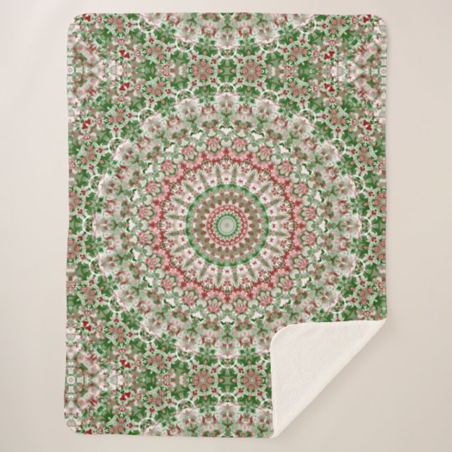 Funky Intricate Eclectic Boho Hippie Xmas Mandala Sherpa Blanket (Front)