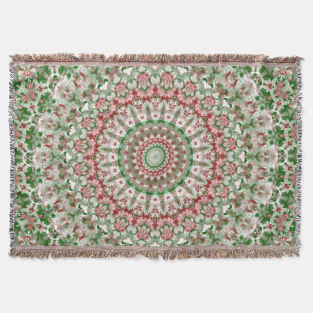 Funky Intricate Eclectic Boho Hippie Xmas Mandala Throw Blanket (Front)