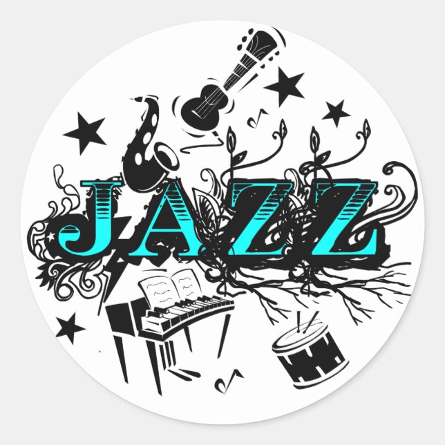 Funky Jazz Classic Round Sticker (Front)
