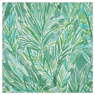 FUNKY JUNGLE Wild Green Tropical Leaf Pattern Fabric