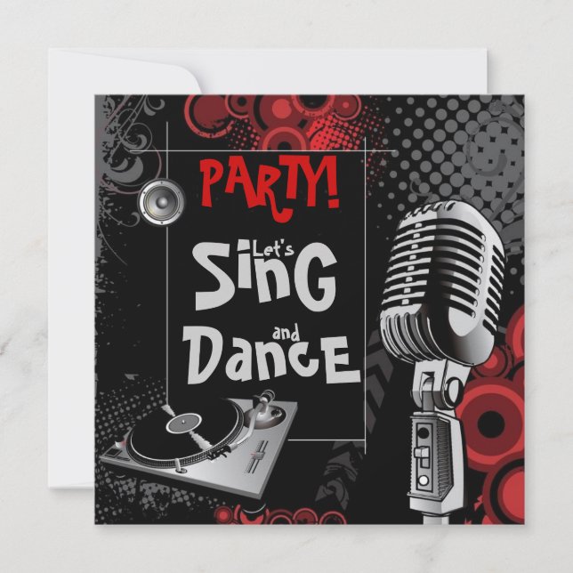 Funky Karaoke Music Sing Dance Birthday Party Invitation (Front)