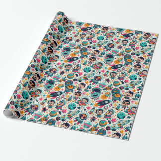 funky Kid's Outer Space pattern  Wrapping Paper