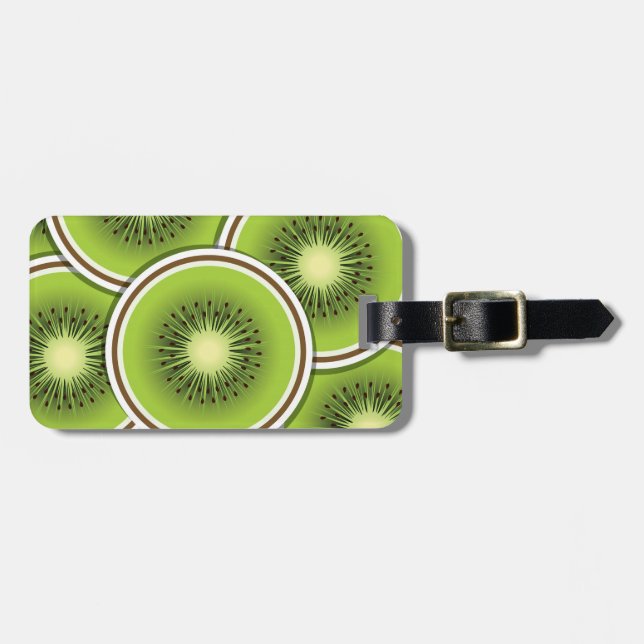 Funky kiwi fruit luggage tag (Front Horizontal)