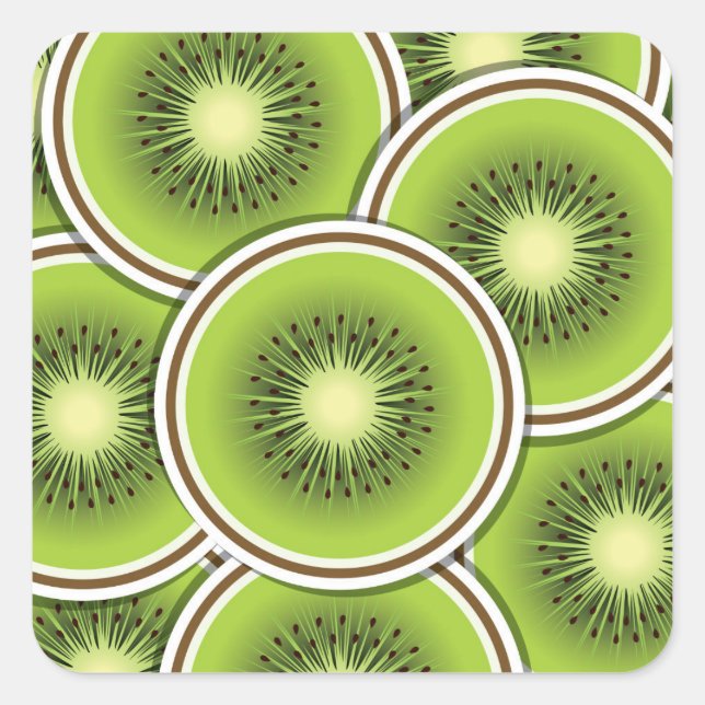 Funky kiwi fruit slices square sticker (Front)