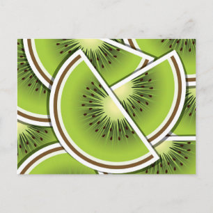 Funky kiwi fruit wedges postcard