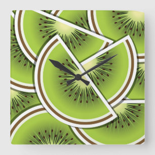 Funky kiwi fruit wedges square wall clock