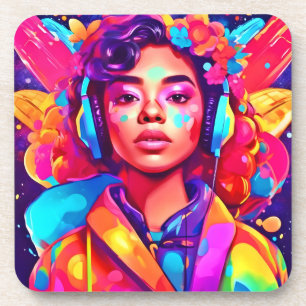 Funky Lady Digital Artwork Coaster