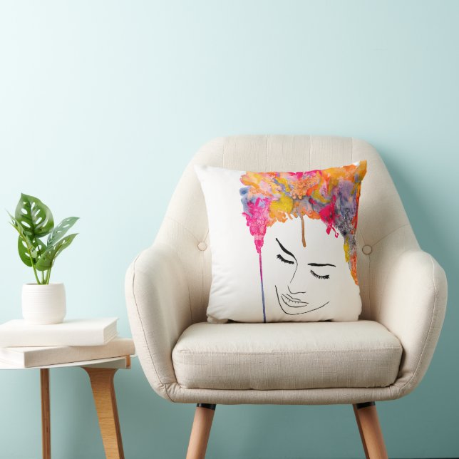 Funky lady psychedelic crazy hair cushion (Chair)