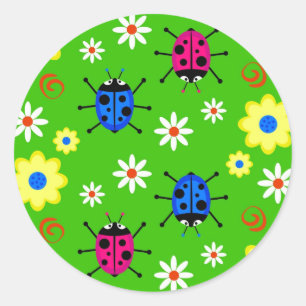 Funky Ladybugs Classic Round Sticker