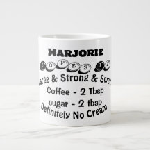 Funky Large Modern Minimalist Name Coffee Lover 