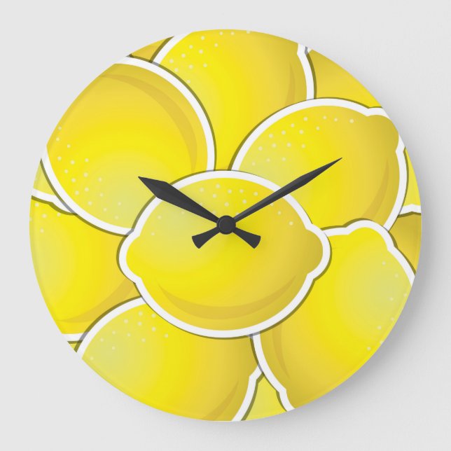 Funky lemon large clock (Front)
