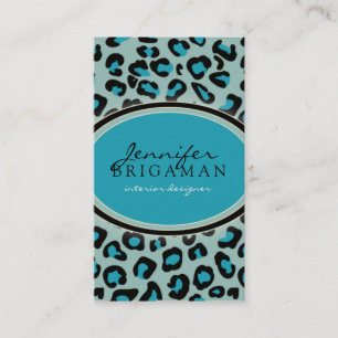 Funky Leopard Print Custom Business Card :: Aqua