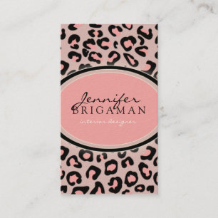 Funky Leopard Print Custom Business Card :: Pink