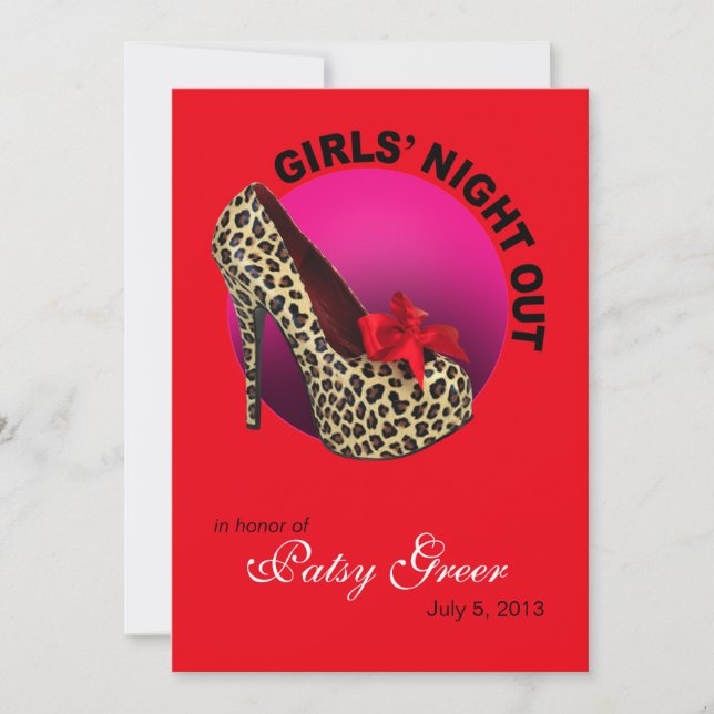 Funky Leopard Stiletto Girls Night Out Invitation (Front)