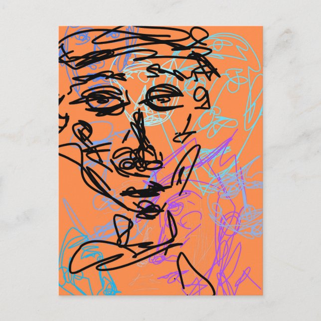 Funky Line Work Sketch Busy Room Postcard (Front)