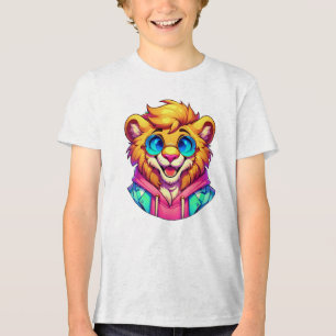 Funky Lion Cartoon Art Tri-Blend Shirt