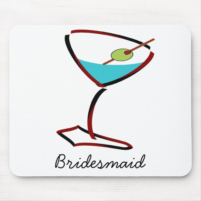 Funky martini red Bridesmaid Favours Mouse Pad (Front)