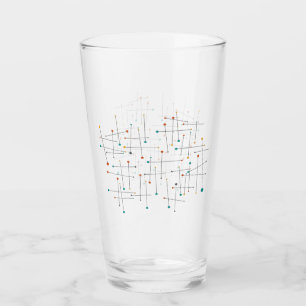 Funky Mid-Century Lines And Dots Retro Glass
