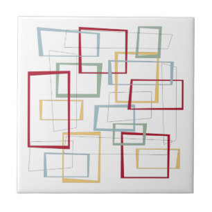 Funky Mid-century Modern Squares Tile