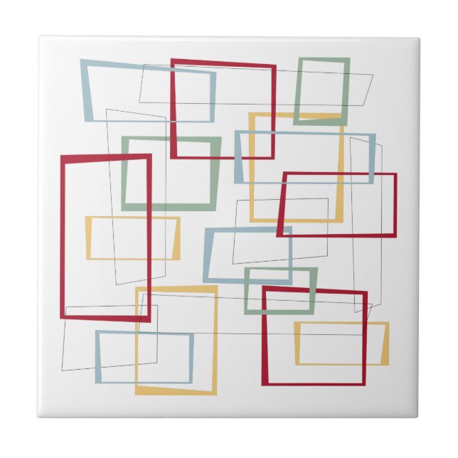 Funky Mid-century Modern Squares Tile (Front)