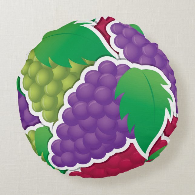 Funky mixed grapes round cushion (Back)