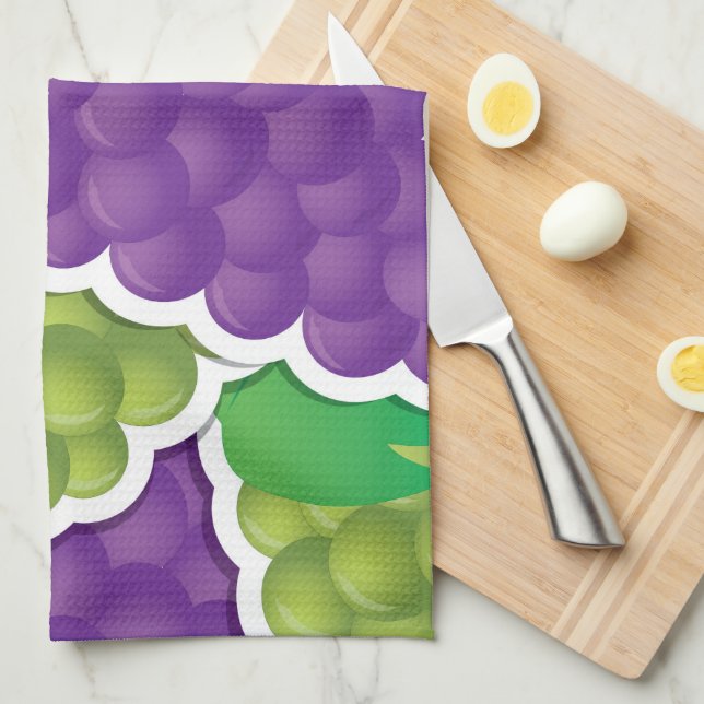 Funky mixed grapes tea towel (Quarter Fold)