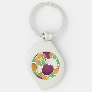 Funky mixed onions key ring