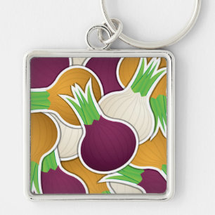 Funky mixed onions key ring