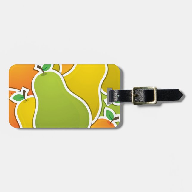 Funky mixed pear luggage tag (Front Horizontal)