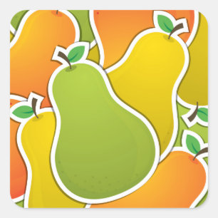 Funky mixed pear square sticker