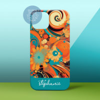 funky mod flower design with swirls - script name