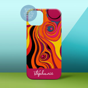 funky mod swirl design with curves - script name Case-Mate iPhone 14 case