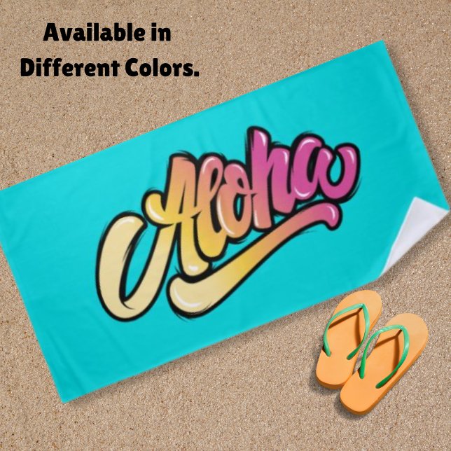 Funky Modern Aqua Blue Hawaiian Aloha  Beach Towel (Creator Uploaded)