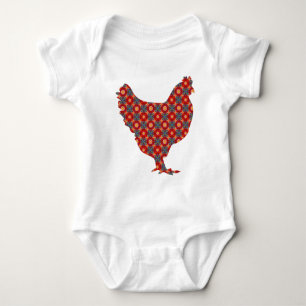 Funky modern chicken baby bodysuit