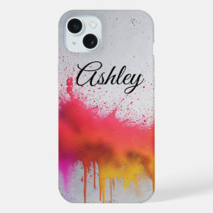 Funky modern eclectic splash of colour with drips iPhone 15 plus case