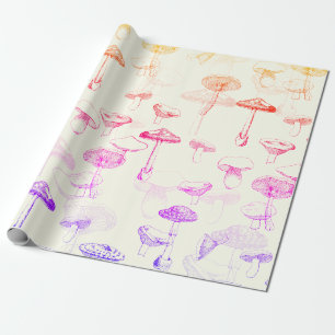 Funky Modern Retro  Colorful Mushrooms Wrapping Paper