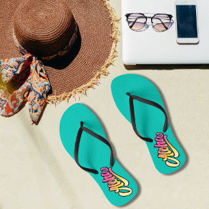 Funky Modern Topaz Dark Turquoise Beach Jandals