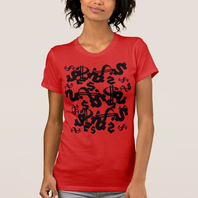Funky Money Dollar Dollars Pattern Top T-Shirt (Front)