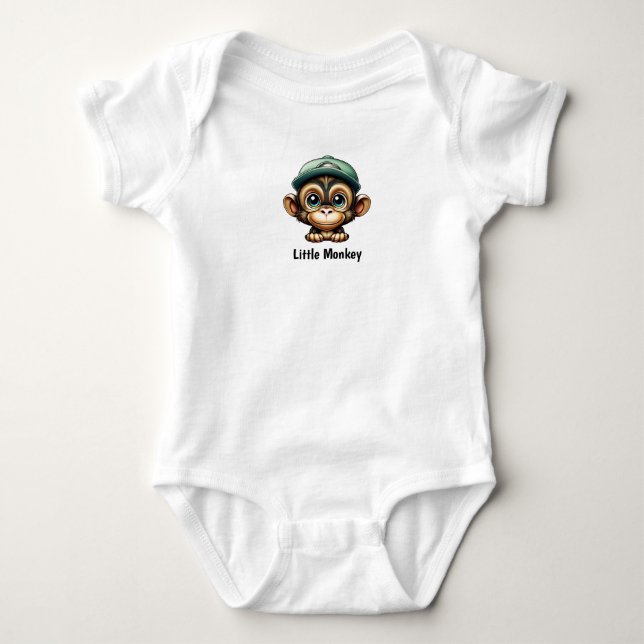 Funky Monkey Dude Rocks the Green Hat Baby Bodysuit (Front)
