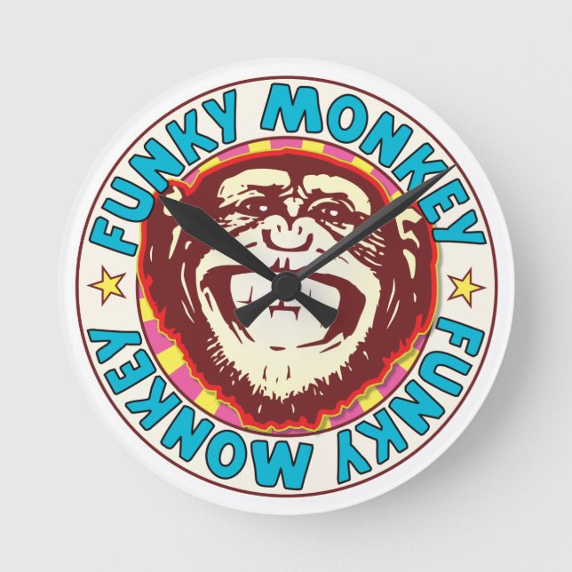 Funky Monkey Round Clock (Front)