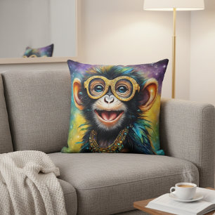 Funky Monkey with Gold Glasses Cushion