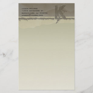 Funky Monogram Taupe Stationery